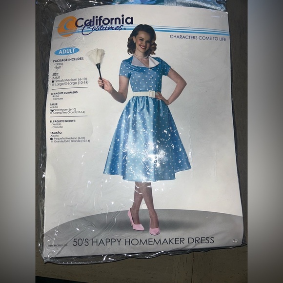 NWT 50's Happy Homemaker Dress Costume - Blue size small/medium - Picture 1 of 3